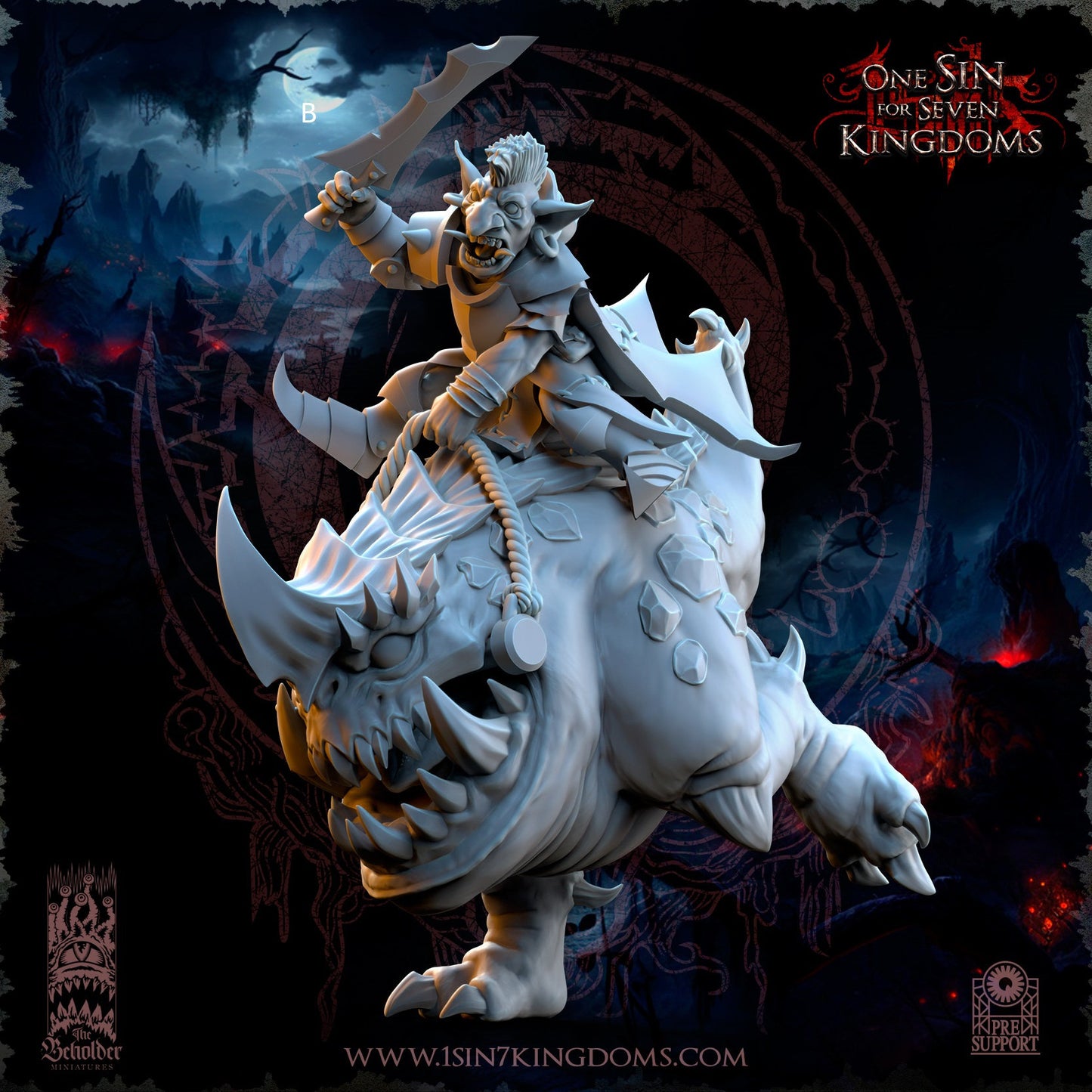 Black Horde Goblin Captain on Cave Horror | The Beholder Miniatures | Compatible with D&D/AoS | Fantasy | Tabletop RPG