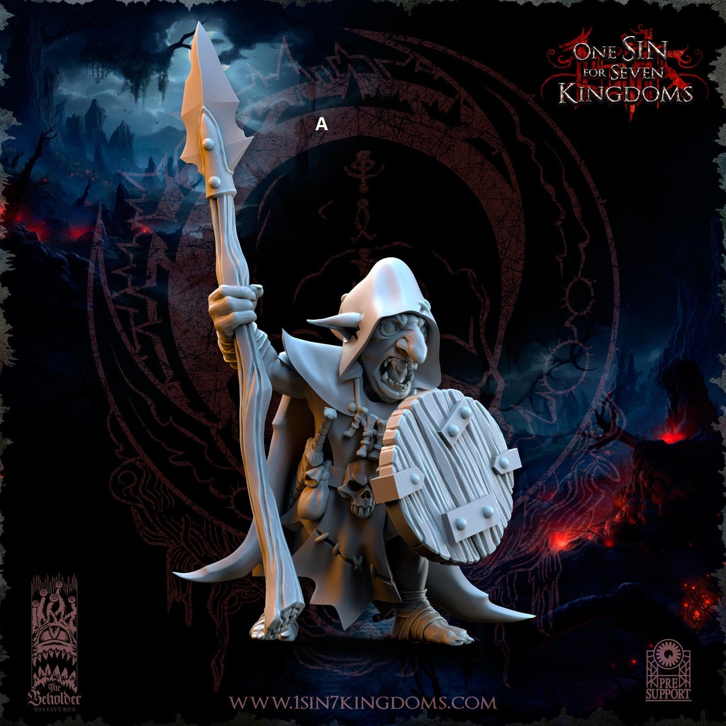 Black Horde Goblin Spear and Shield | The Beholder Miniatures | Compatible with D&D/AoS | Fantasy | Tabletop RPG