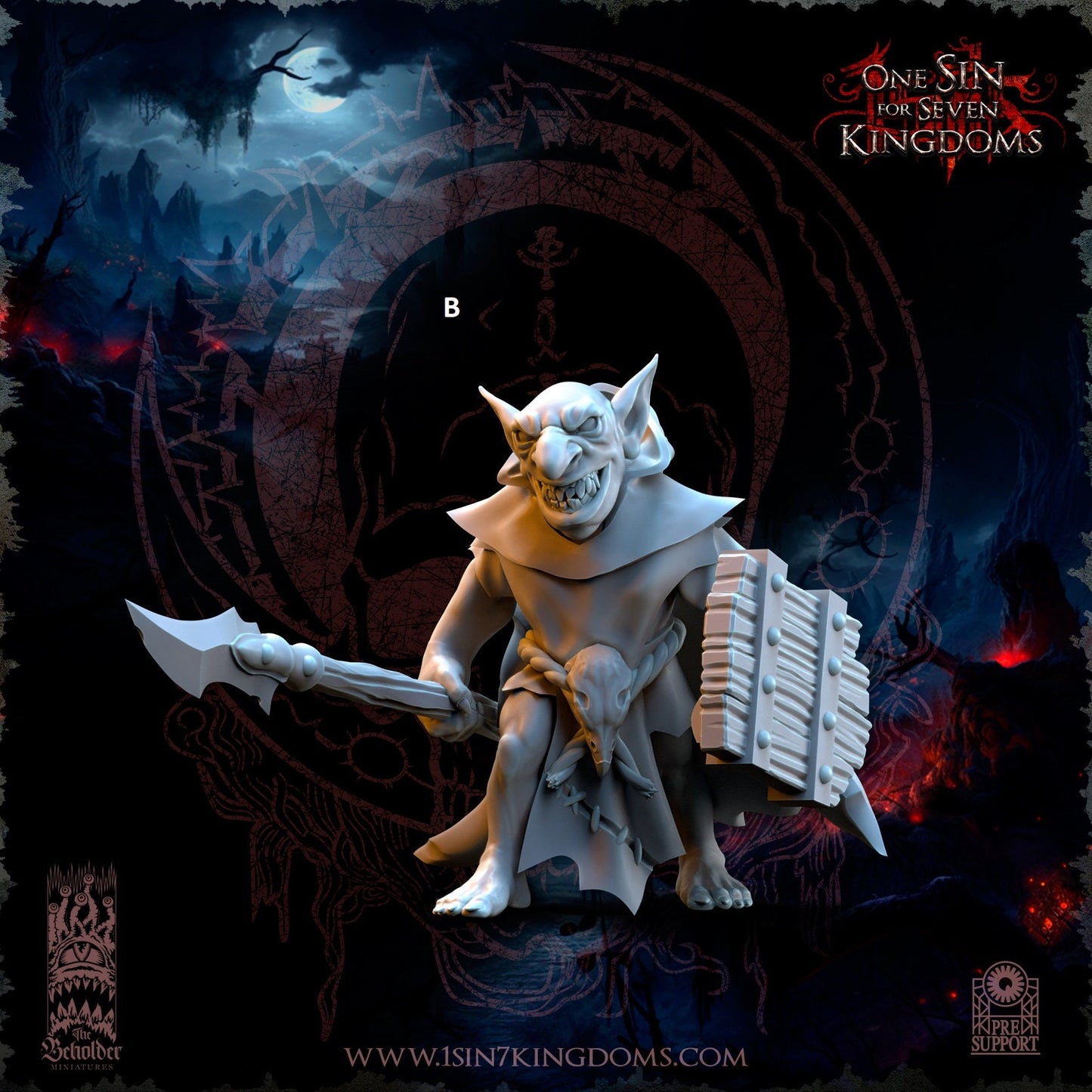 Black Horde Goblin Spear and Shield | The Beholder Miniatures | Compatible with D&D/AoS | Fantasy | Tabletop RPG