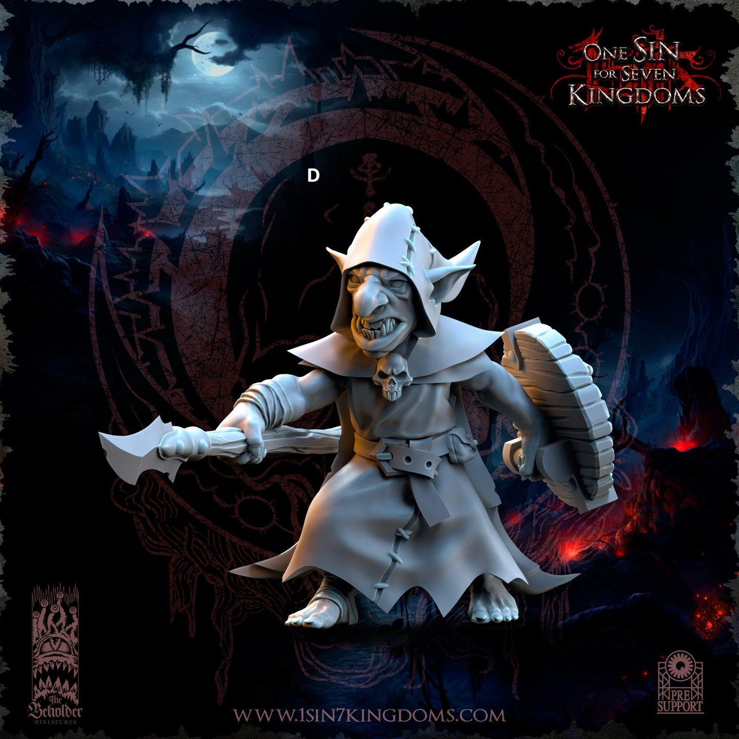 Black Horde Goblin Spear and Shield | The Beholder Miniatures | Compatible with D&D/AoS | Fantasy | Tabletop RPG