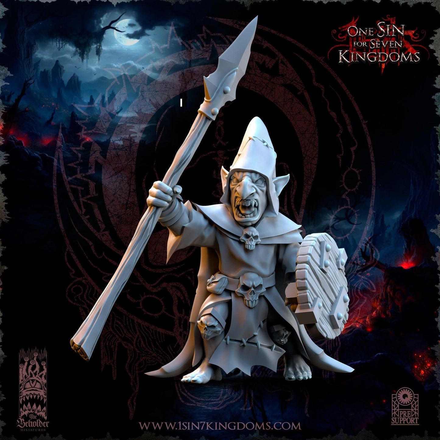 Black Horde Goblin Spear and Shield | The Beholder Miniatures | Compatible with D&D/AoS | Fantasy | Tabletop RPG