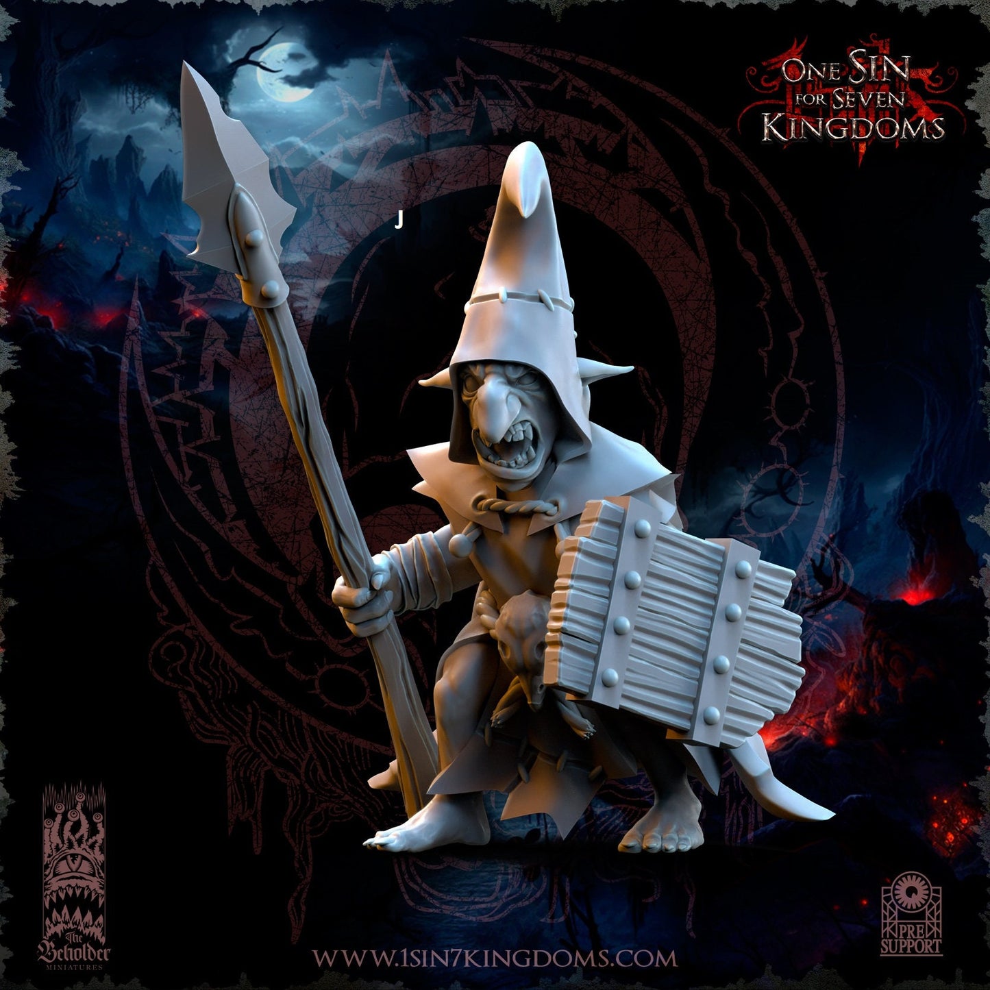 Black Horde Goblin Spear and Shield | The Beholder Miniatures | Compatible with D&D/AoS | Fantasy | Tabletop RPG
