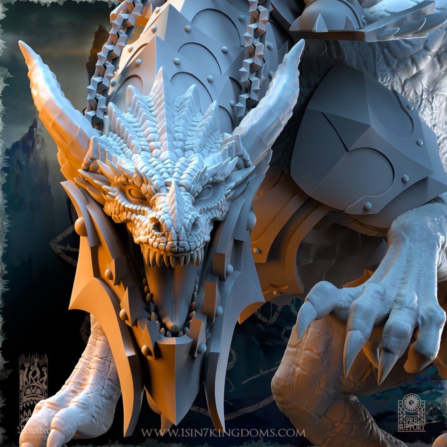 Orc Warlord mounted on Dragon | The Beholder Miniatures | Compatible with D&D/AoS | Fantasy | Tabletop RPG