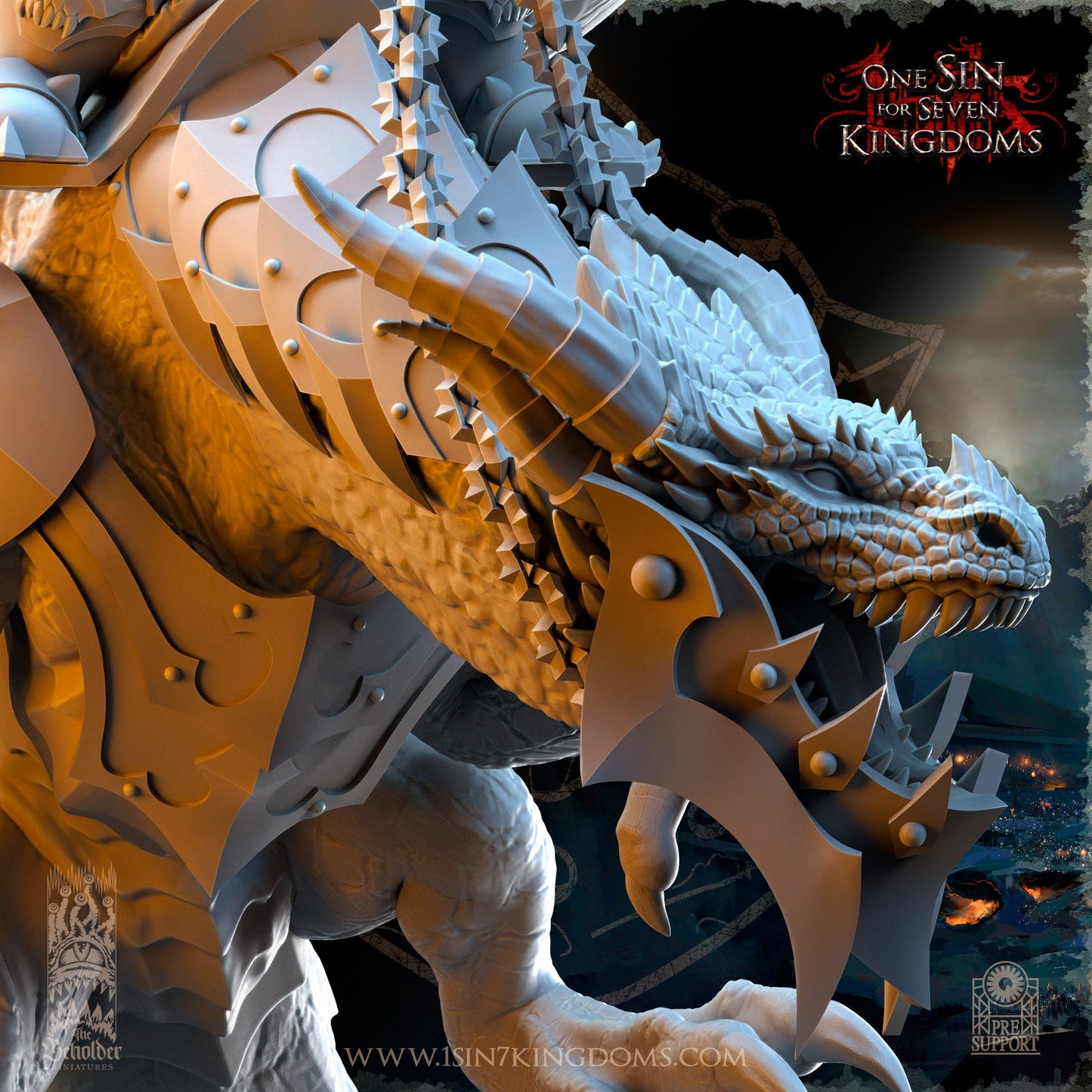 Orc Warlord mounted on Dragon | The Beholder Miniatures | Compatible with D&D/AoS | Fantasy | Tabletop RPG