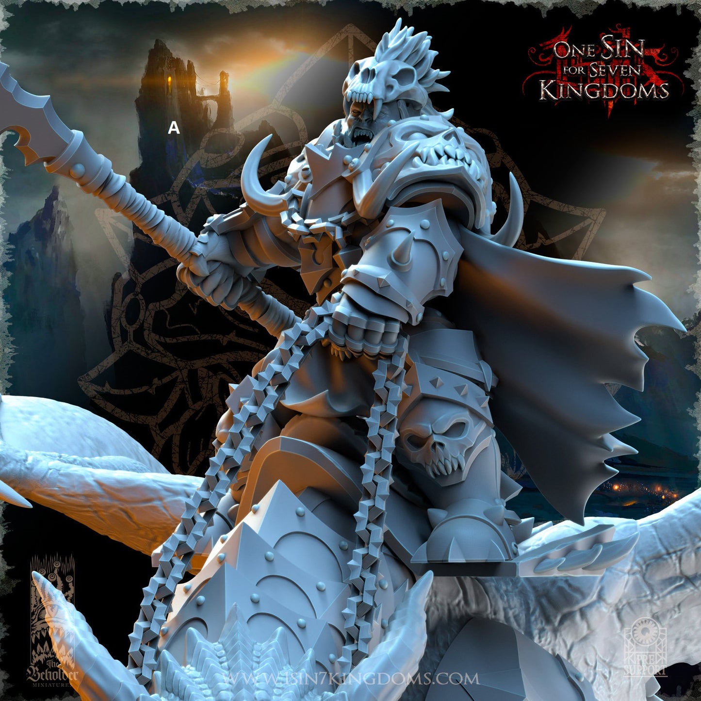 Orc Warlord mounted on Dragon | The Beholder Miniatures | Compatible with D&D/AoS | Fantasy | Tabletop RPG