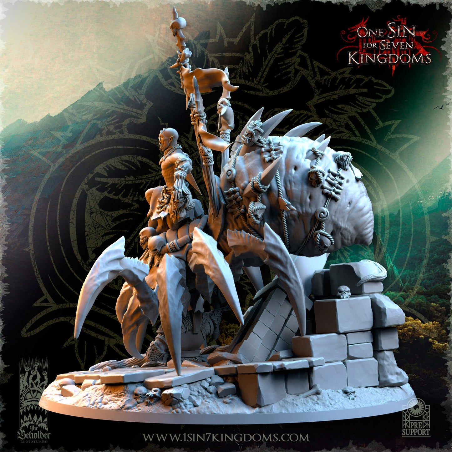 Savage Orc Shaman on Spider | The Beholder Miniatures | Compatible with D&D/AoS | Fantasy | Tabletop RPG