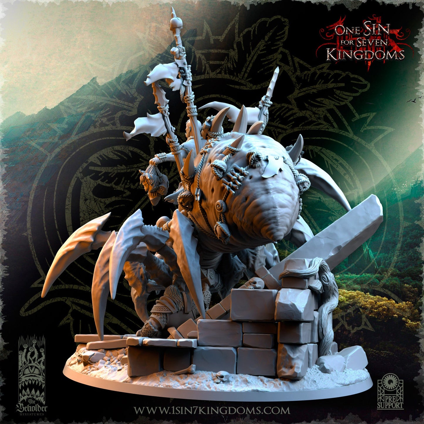 Savage Orc Shaman on Spider | The Beholder Miniatures | Compatible with D&D/AoS | Fantasy | Tabletop RPG