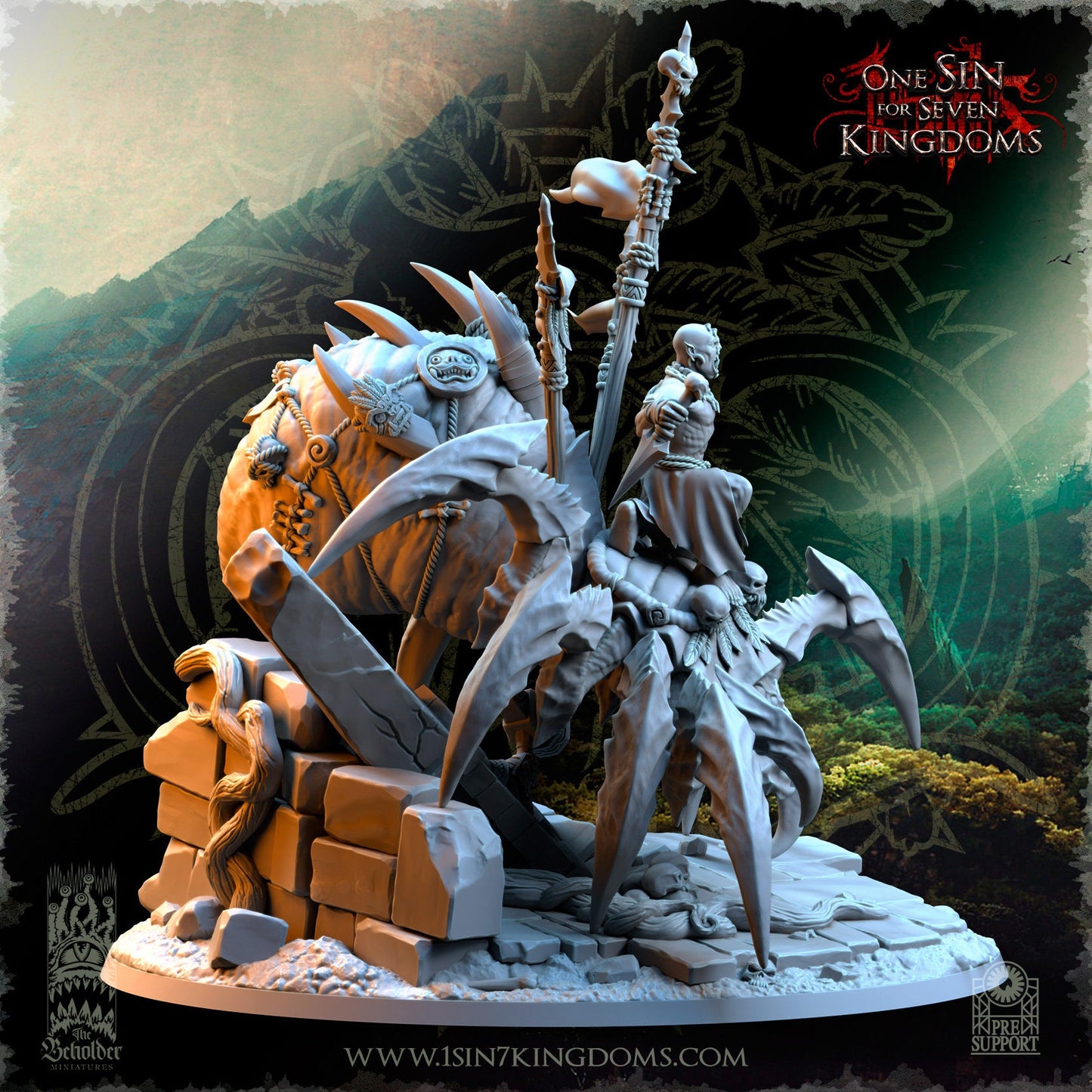 Savage Orc Shaman on Spider | The Beholder Miniatures | Compatible with D&D/AoS | Fantasy | Tabletop RPG
