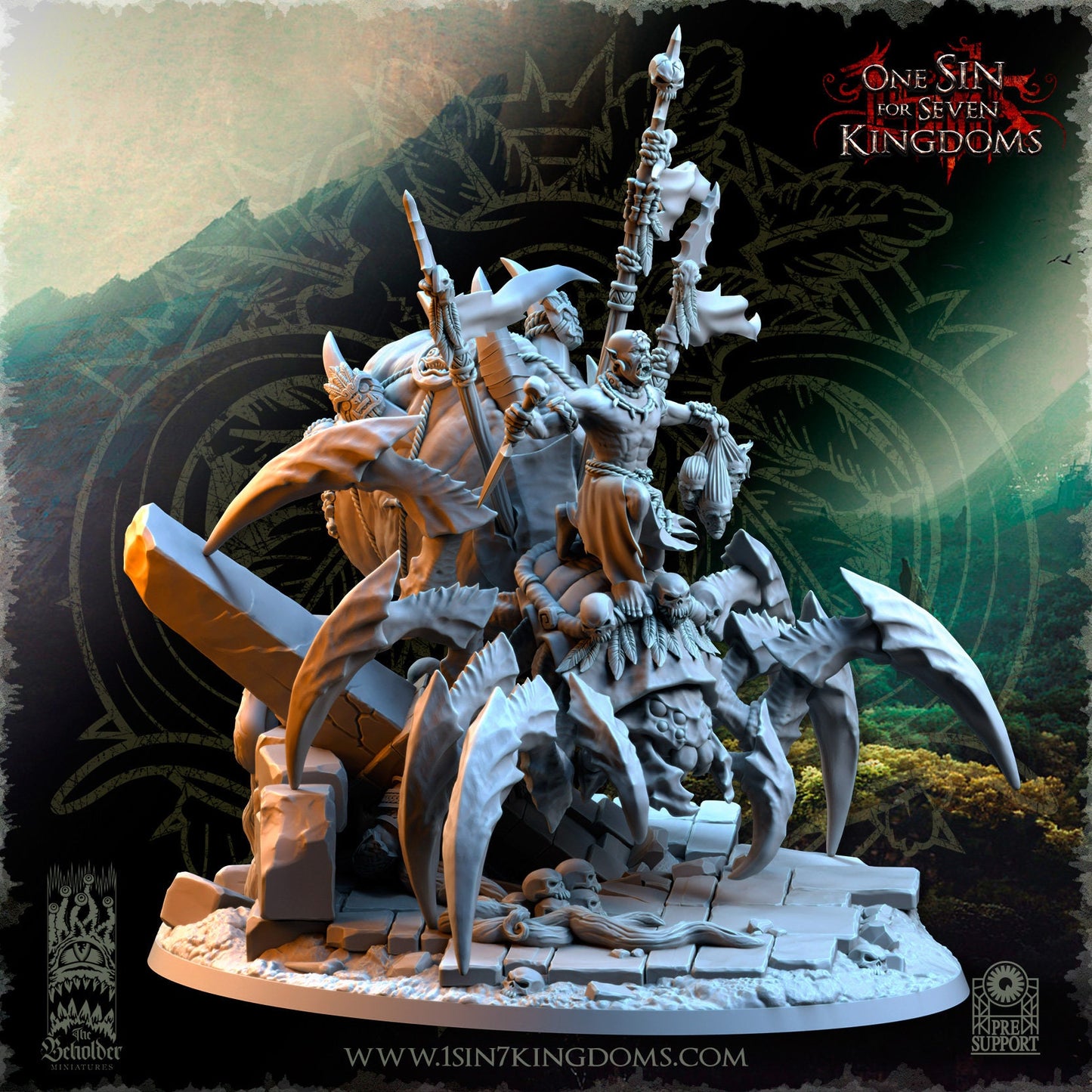 Savage Orc Shaman on Spider | The Beholder Miniatures | Compatible with D&D/AoS | Fantasy | Tabletop RPG