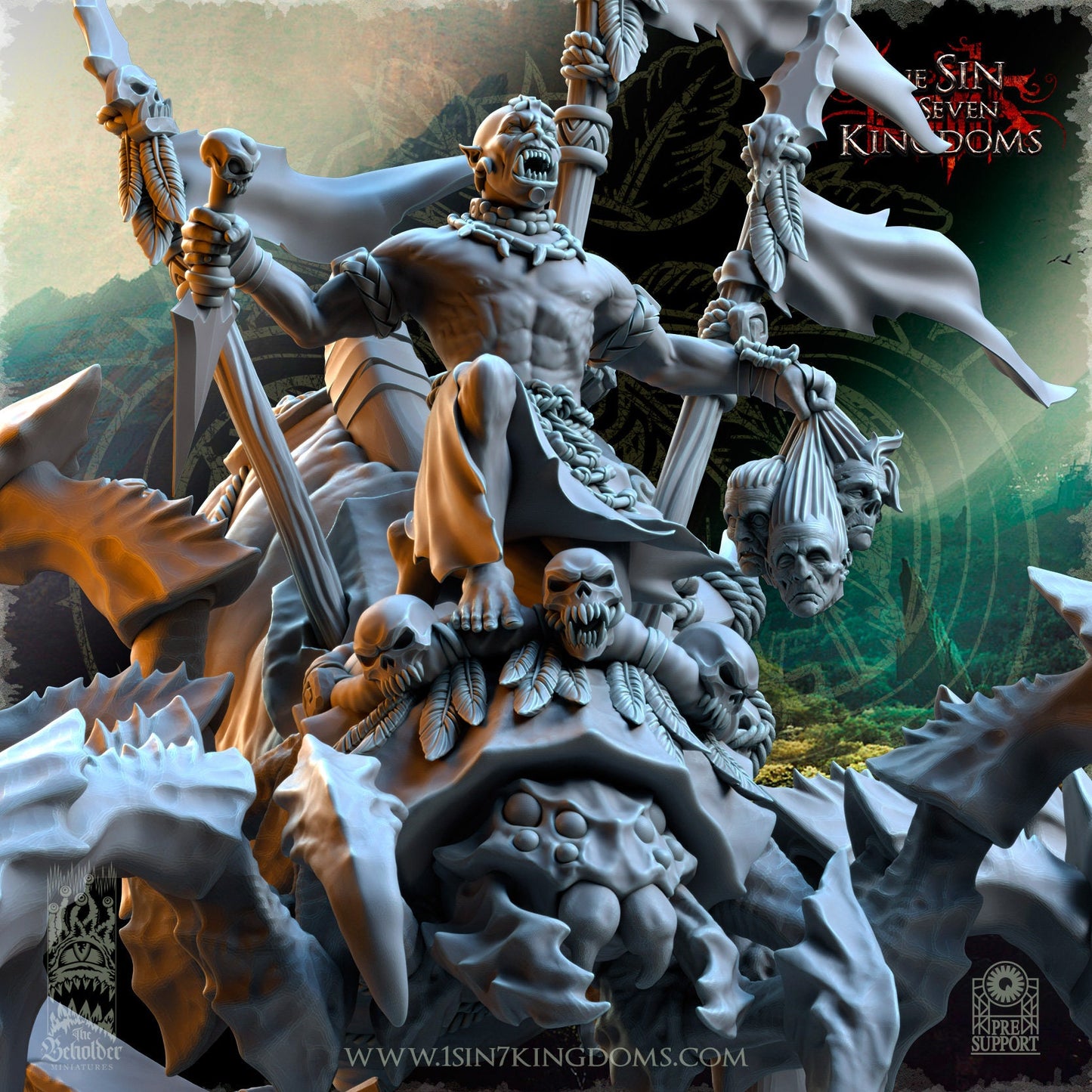 Savage Orc Shaman on Spider | The Beholder Miniatures | Compatible with D&D/AoS | Fantasy | Tabletop RPG