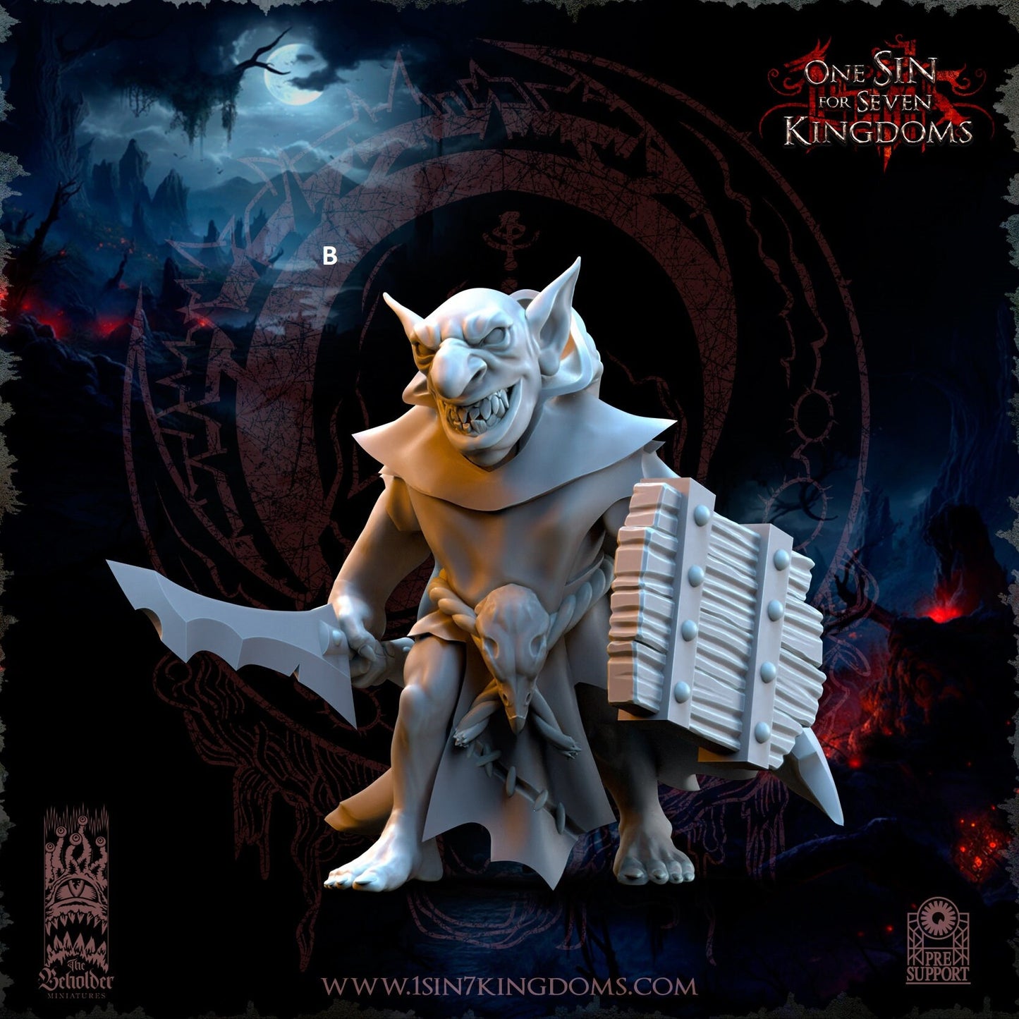 Black Horde Goblin One Handed Weapon and Shield | The Beholder Miniatures | Compatible with D&D/AoS | Fantasy | Tabletop RPG