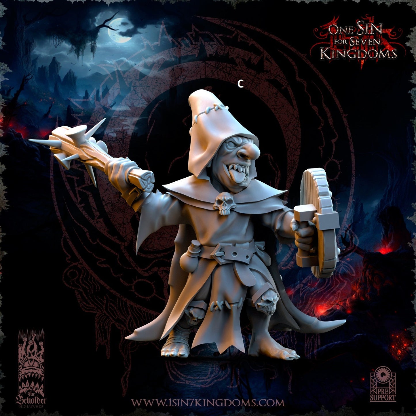 Black Horde Goblin One Handed Weapon and Shield | The Beholder Miniatures | Compatible with D&D/AoS | Fantasy | Tabletop RPG