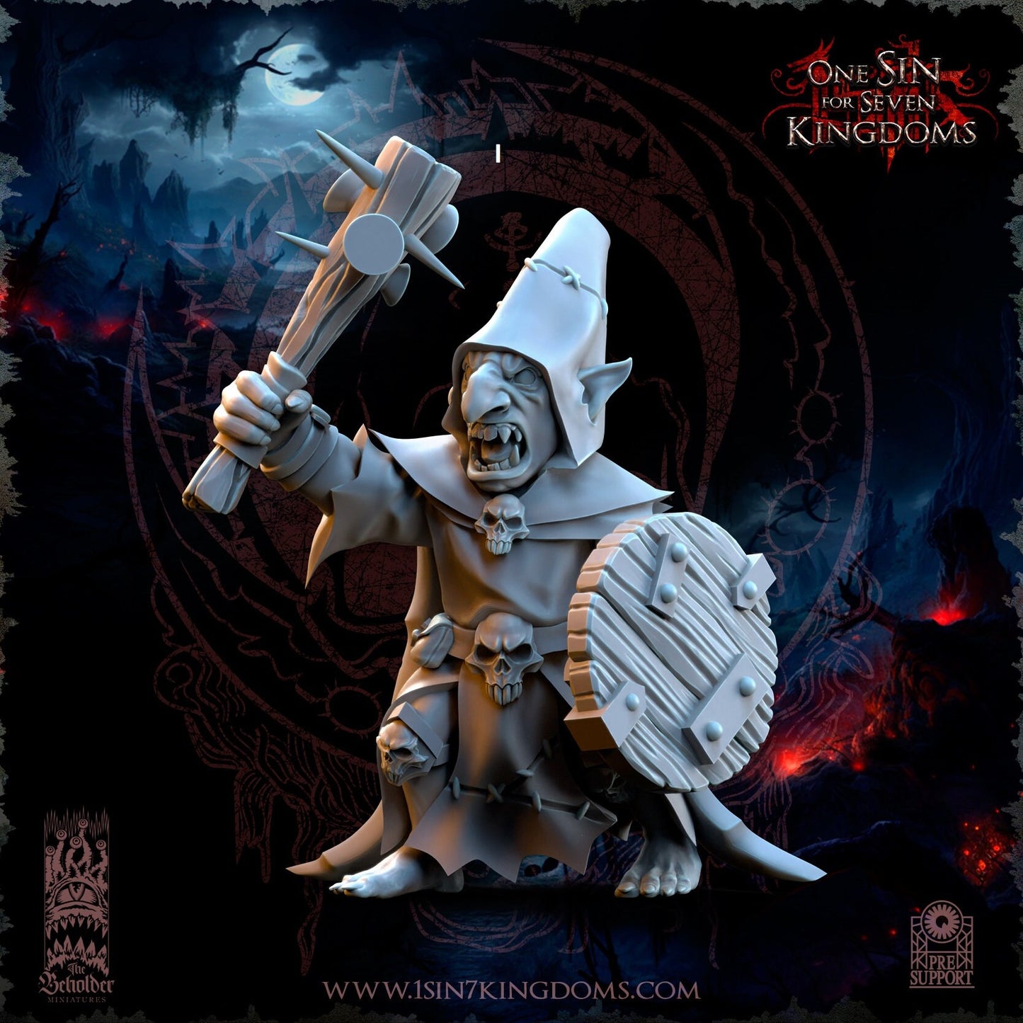 Black Horde Goblin One Handed Weapon and Shield | The Beholder Miniatures | Compatible with D&D/AoS | Fantasy | Tabletop RPG