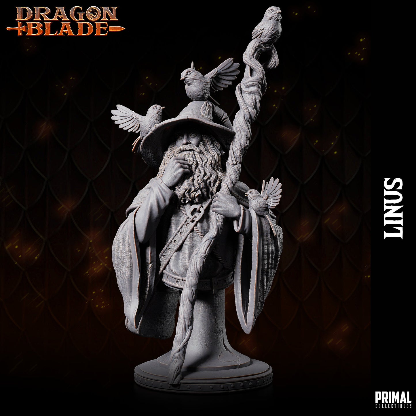 Old Wizard Linus Bust | Primal Collectibles | Compatible with D&D/AoS | Fantasy