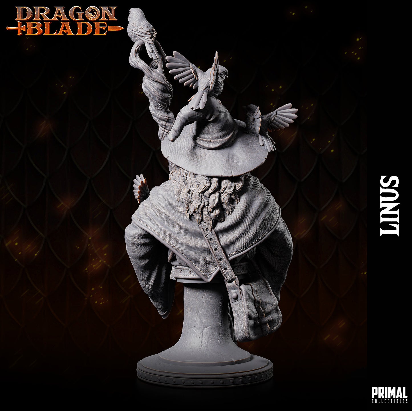 Old Wizard Linus Bust | Primal Collectibles | Compatible with D&D/AoS | Fantasy