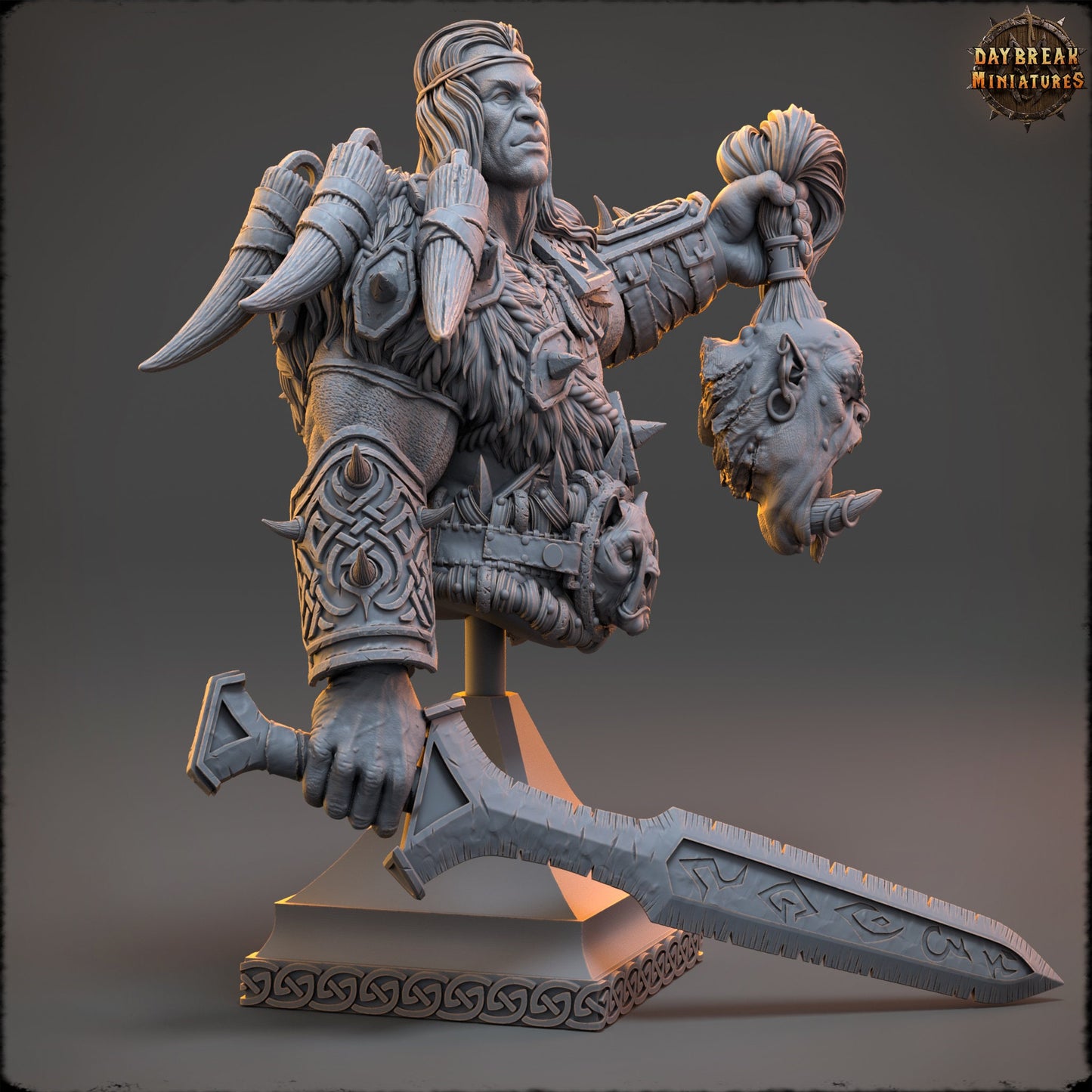 Orc Hunter Silas Bust | DayBreak Miniatures | Compatible with D&D/AOS | Fantasy | Tabletop