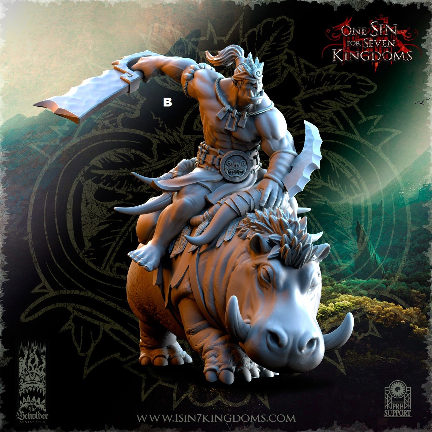 Mounted Savage Orc Dual Cleaver | The Beholder Miniatures | Compatible with D&D/AoS | Fantasy | Tabletop RPG