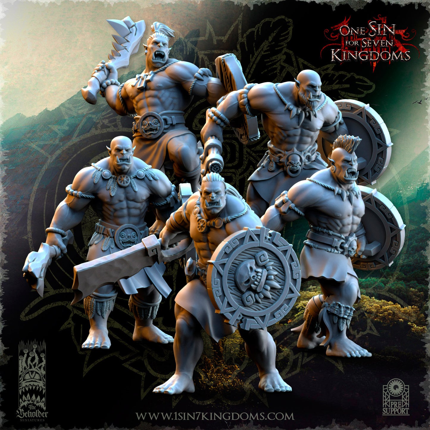 Savage Orc Cleaver and Shield | The Beholder Miniatures | Compatible with D&D/AoS | Fantasy | Tabletop RPG
