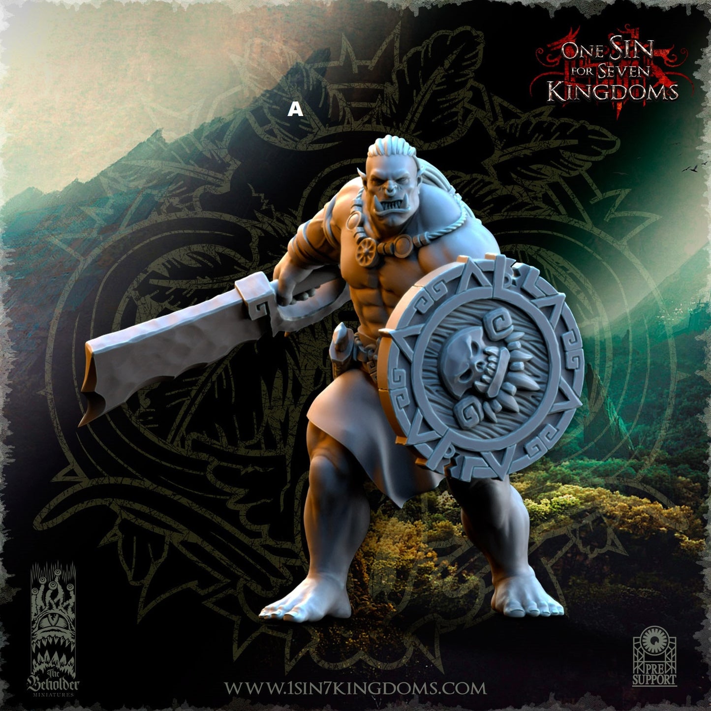 Savage Orc Cleaver and Shield | The Beholder Miniatures | Compatible with D&D/AoS | Fantasy | Tabletop RPG