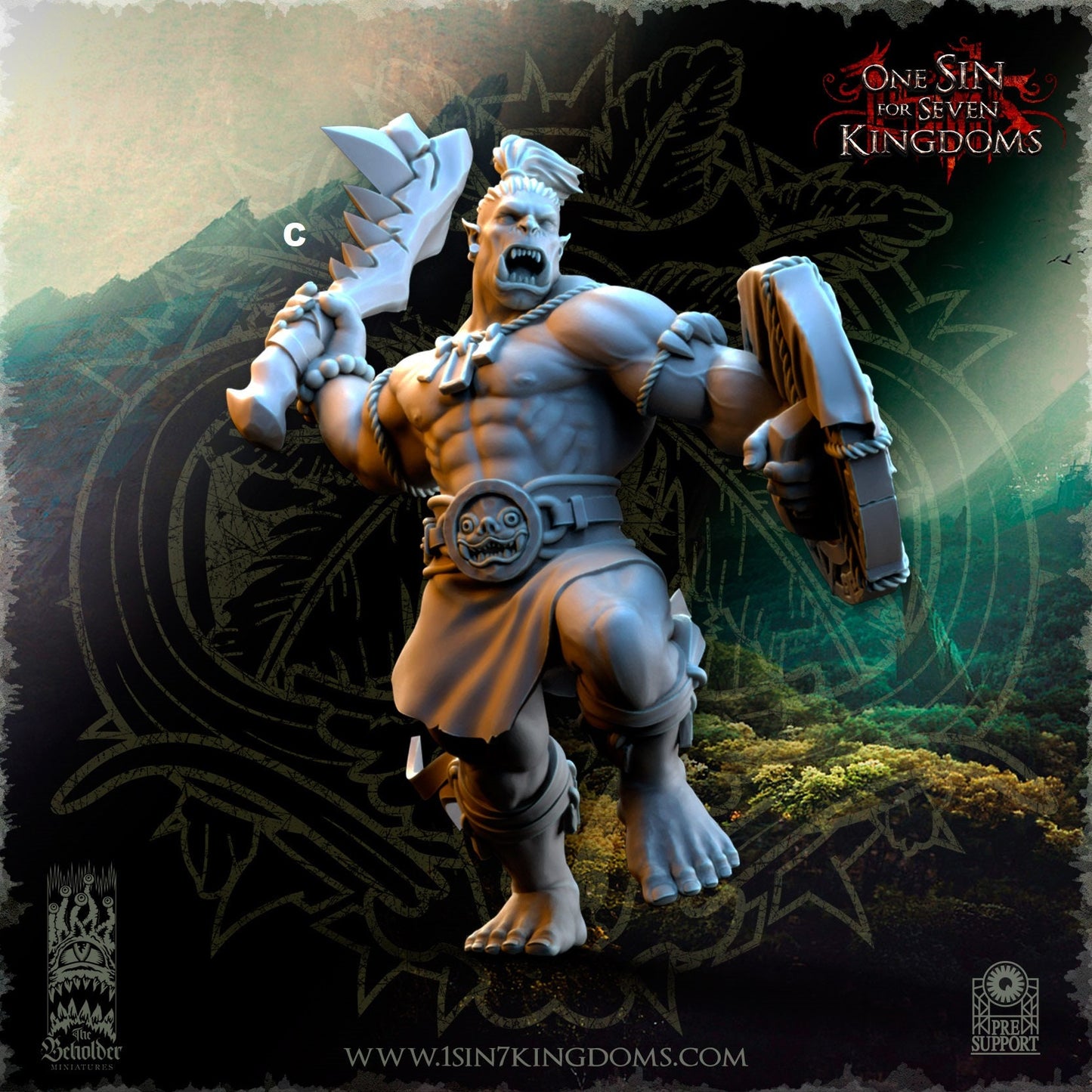 Savage Orc Cleaver and Shield | The Beholder Miniatures | Compatible with D&D/AoS | Fantasy | Tabletop RPG