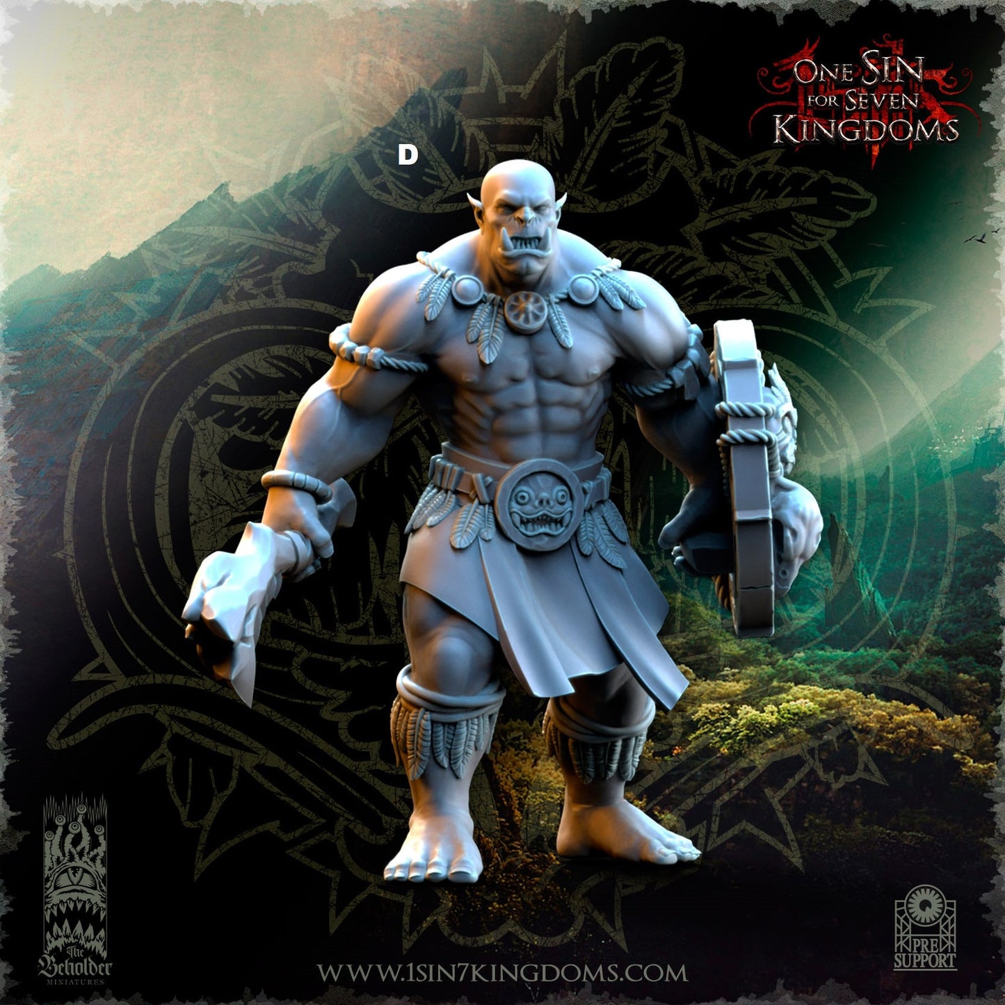Savage Orc Cleaver and Shield | The Beholder Miniatures | Compatible with D&D/AoS | Fantasy | Tabletop RPG