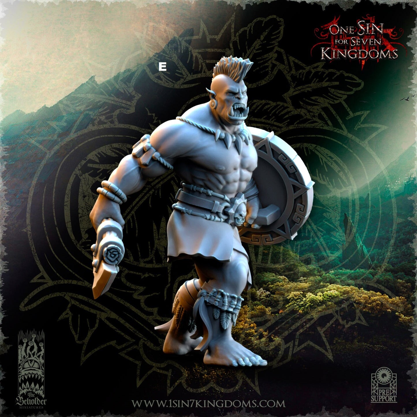 Savage Orc Cleaver and Shield | The Beholder Miniatures | Compatible with D&D/AoS | Fantasy | Tabletop RPG