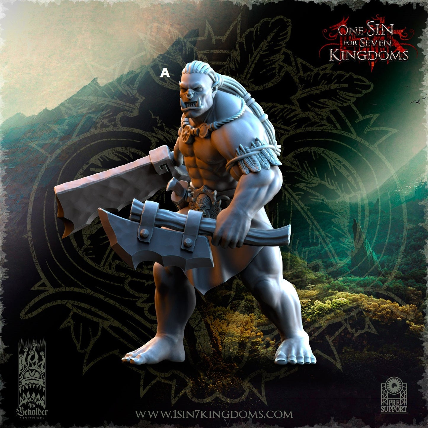 Savage Orc Dual Cleaver | The Beholder Miniatures | Compatible with D&D/AoS | Fantasy | Tabletop RPG