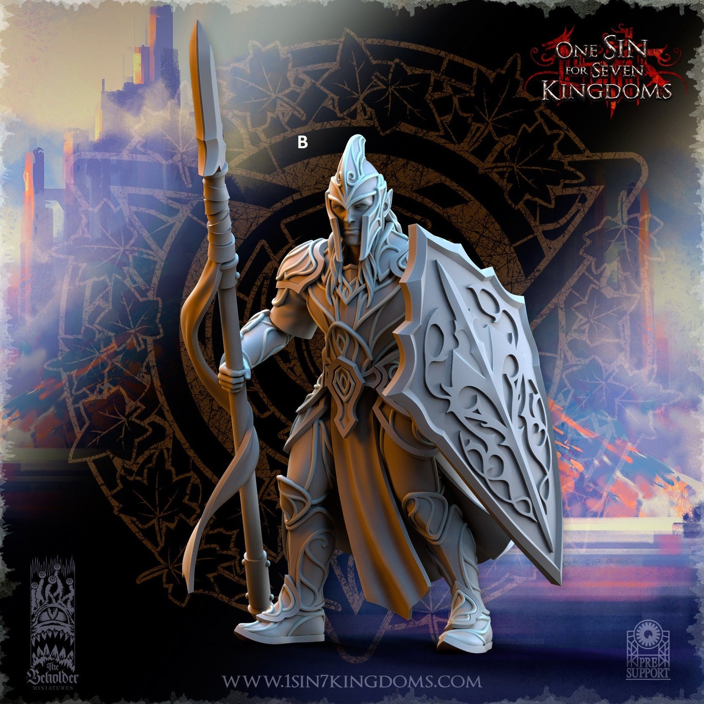 High Elf Spear and Shield | The Beholder Miniatures | Compatible with D&D/AoS | Fantasy | Tabletop RPG