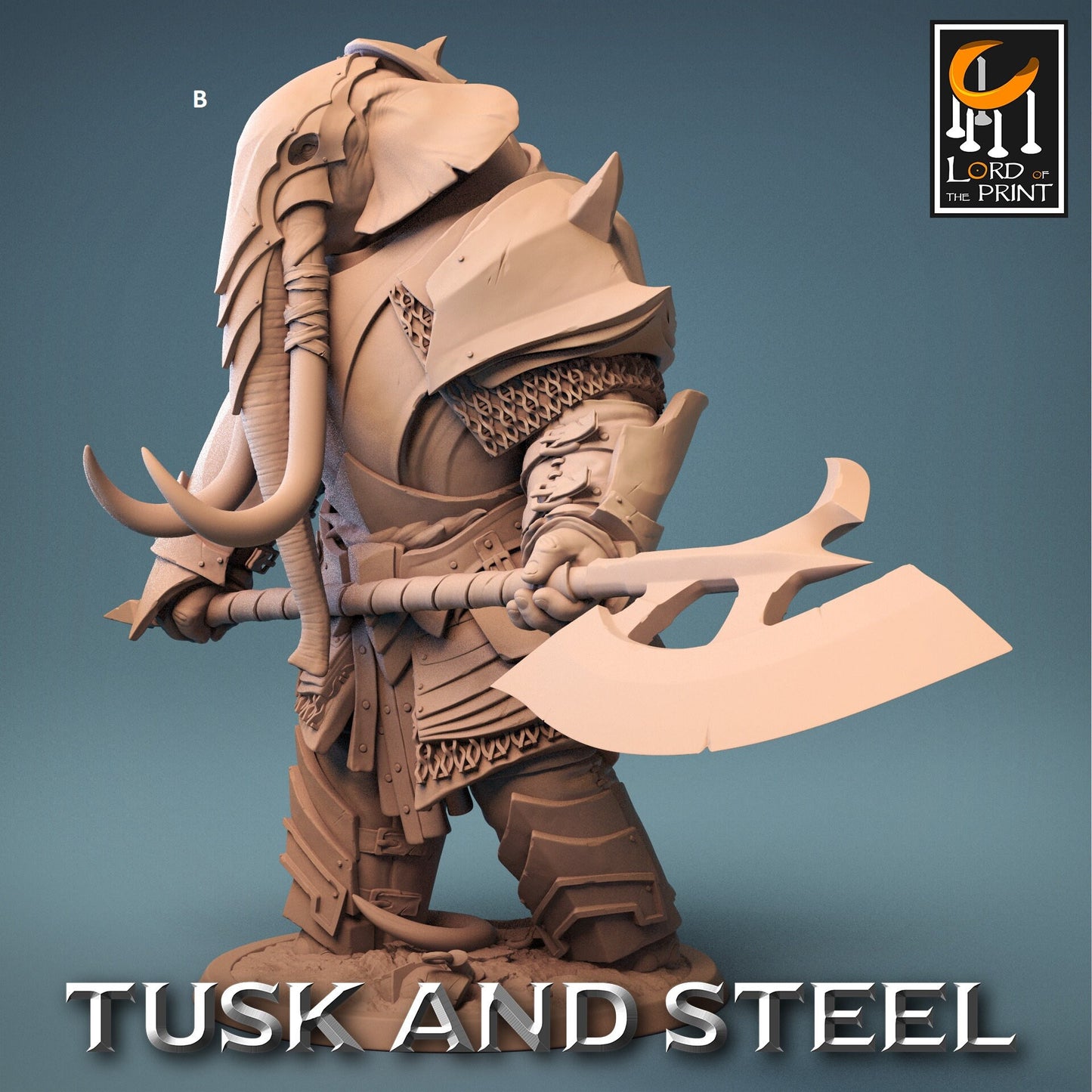 Loxodon with Halberd | Rescale Miniatures | Compatible with D&D/AoS | Fantasy | Tabletop RPG