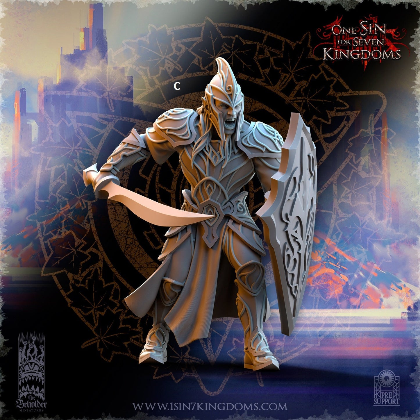High Elf Sword and Shield | The Beholder Miniatures | Compatible with D&D/AoS | Fantasy | Tabletop RPG