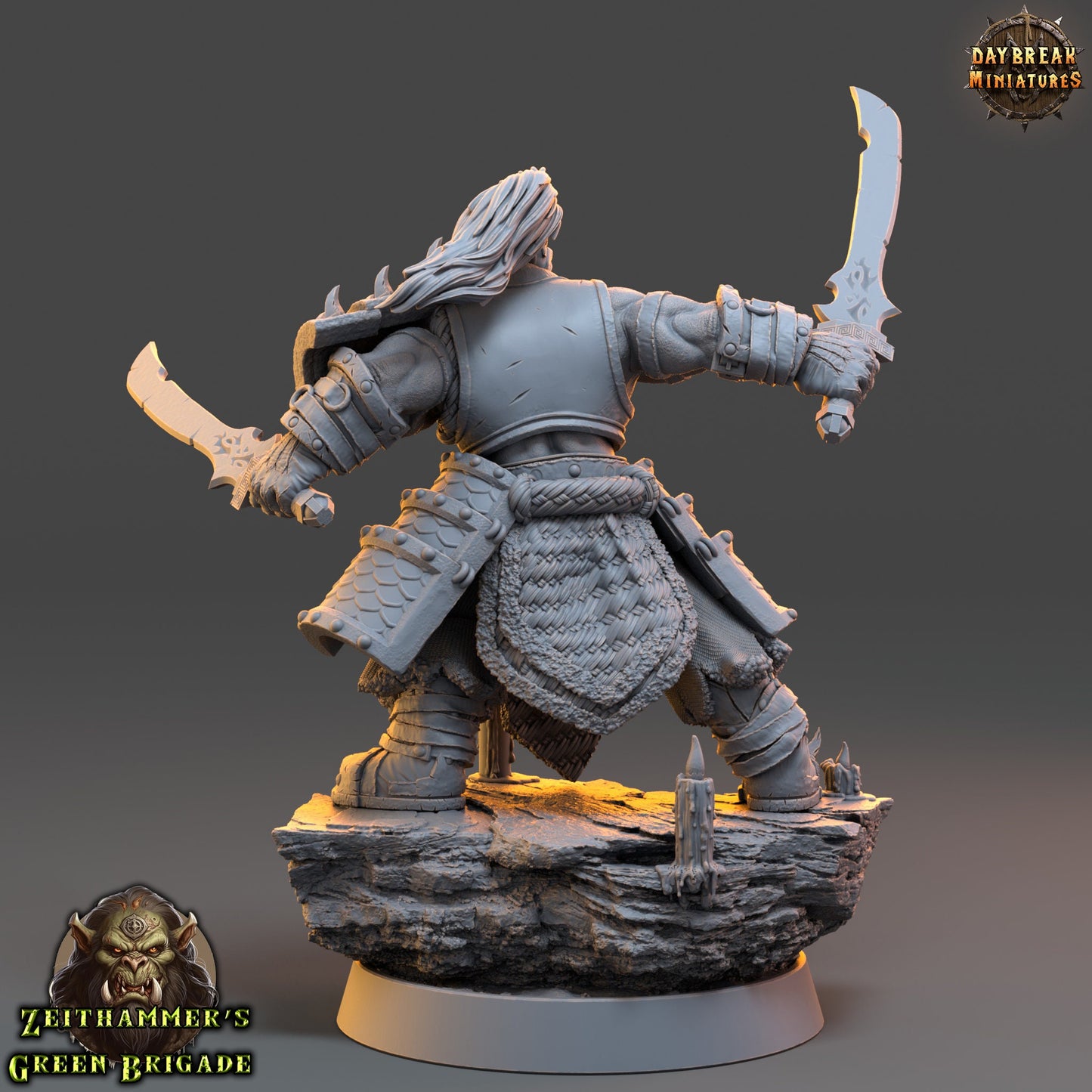 Orc WarLord with Dual Swords | DayBreak Miniatures | Compatible with D&D/AOS | Fantasy | Tabletop