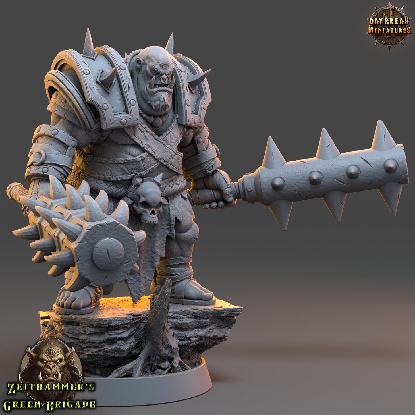 Orc Warrior Big Un Dual Mace | DayBreak Miniatures | Compatible with D&D/AOS | Fantasy | Tabletop