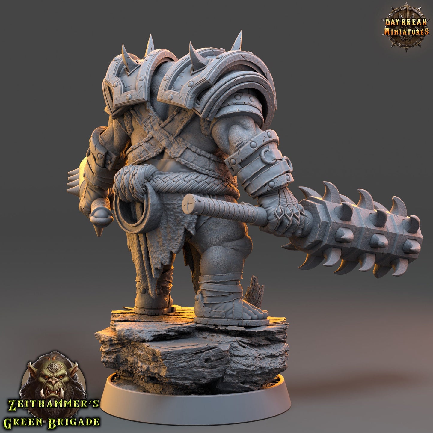 Orc Warrior Big Un Dual Mace | DayBreak Miniatures | Compatible with D&D/AOS | Fantasy | Tabletop