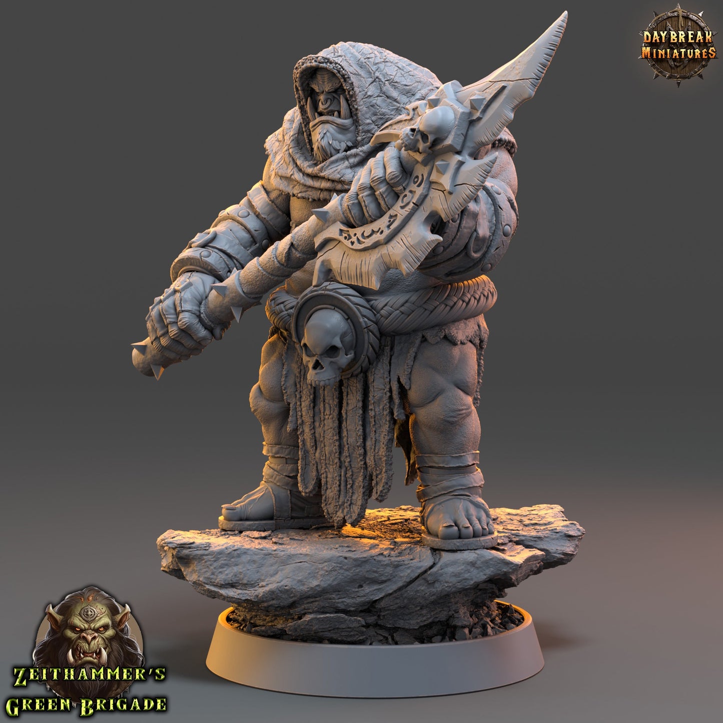 Orc Warrior Big Un Cleaver | DayBreak Miniatures | Compatible with D&D/AOS | Fantasy | Tabletop