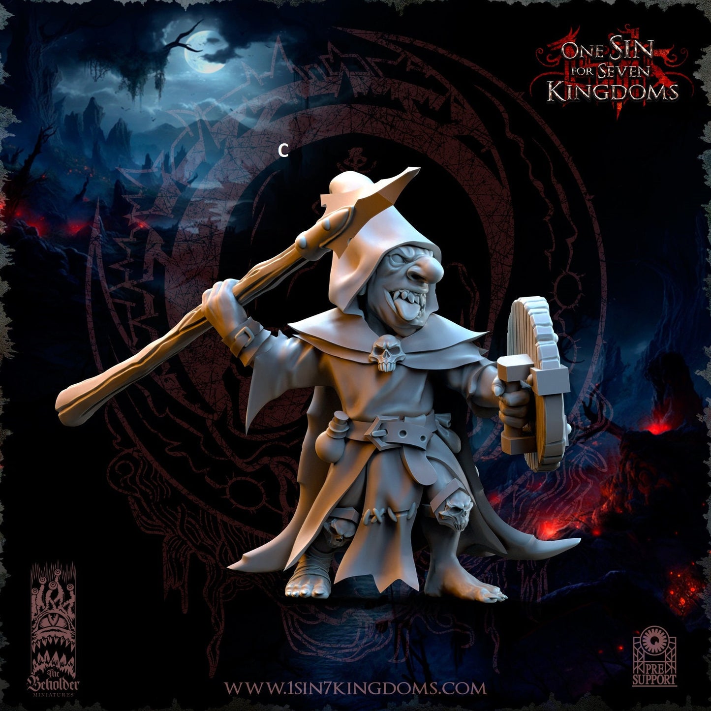 Black Horde Goblin Spear and Shield | The Beholder Miniatures | Compatible with D&D/AoS | Fantasy | Tabletop RPG