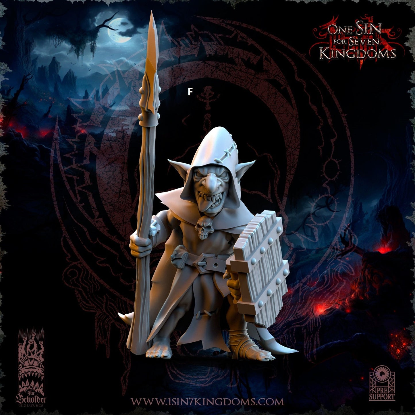 Black Horde Goblin Spear and Shield | The Beholder Miniatures | Compatible with D&D/AoS | Fantasy | Tabletop RPG