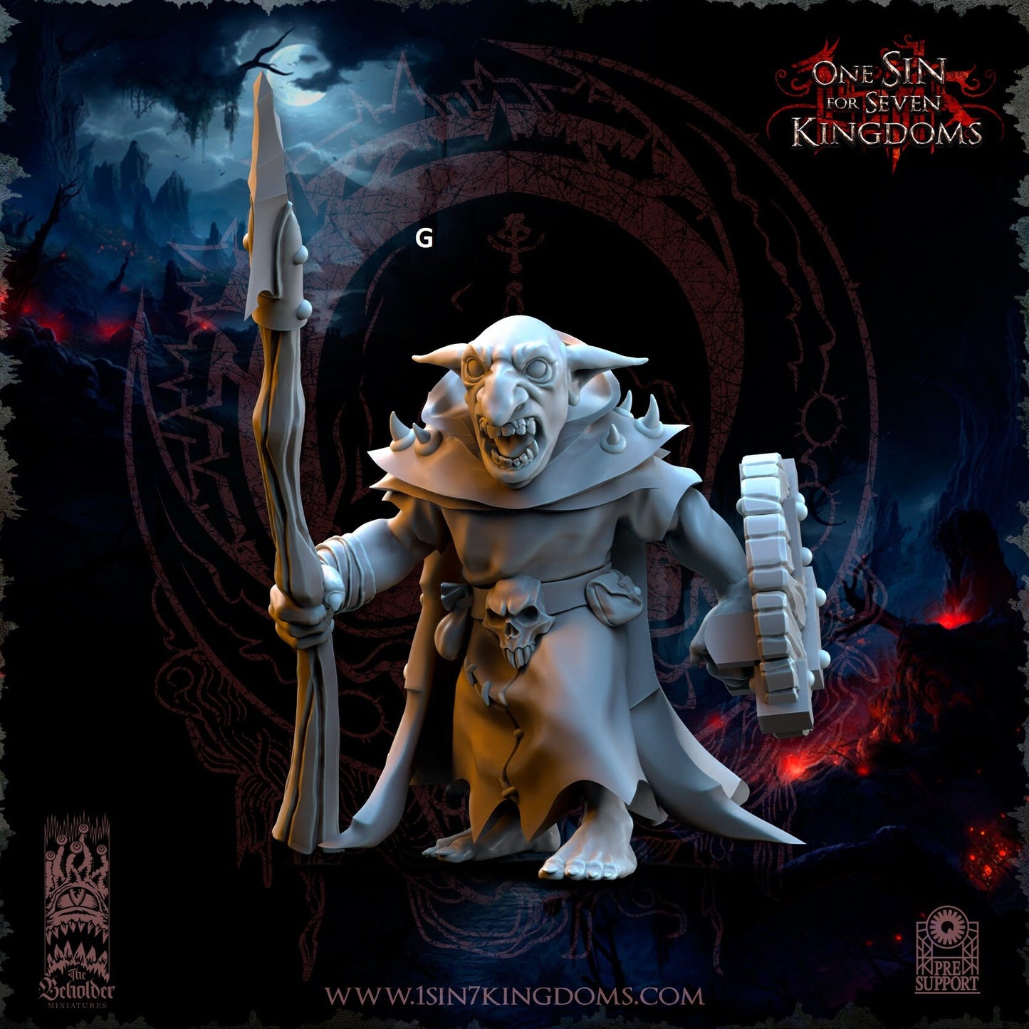 Black Horde Goblin Spear and Shield | The Beholder Miniatures | Compatible with D&D/AoS | Fantasy | Tabletop RPG