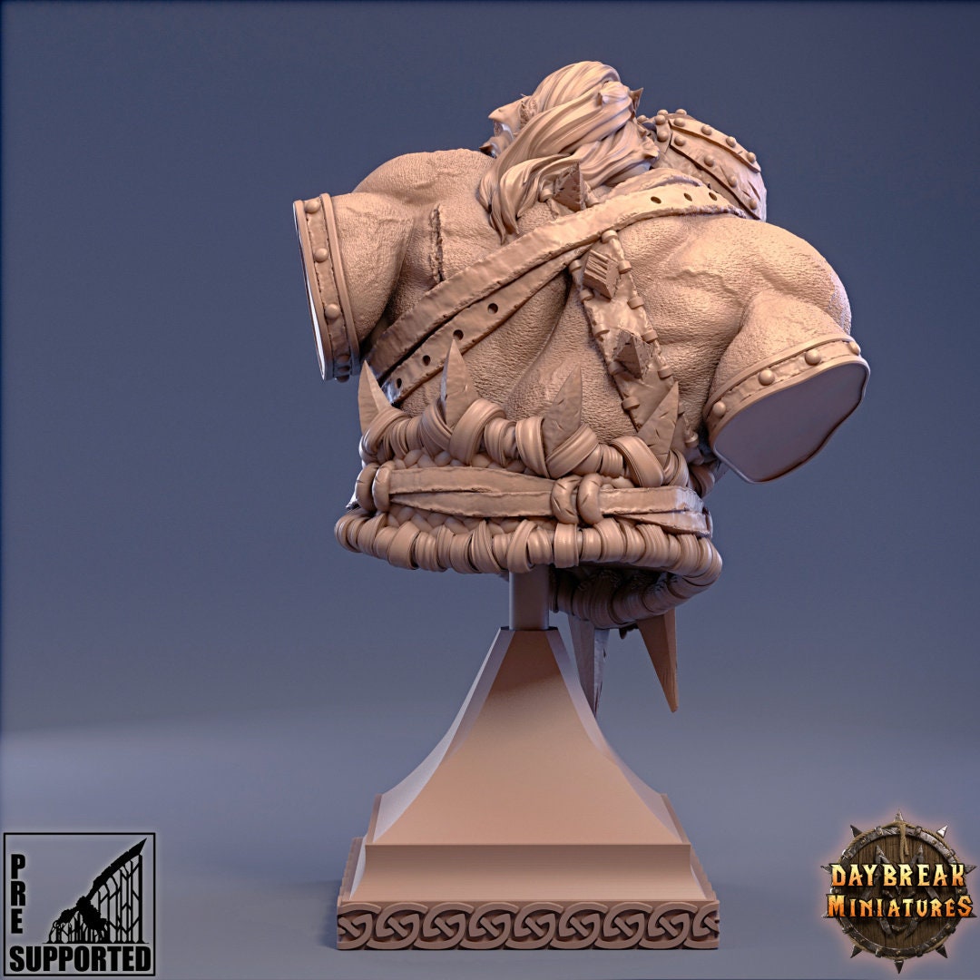Ork Jugger Bust | DayBreak Miniatures | Compatible with D&D/AOS | Fantasy | Tabletop