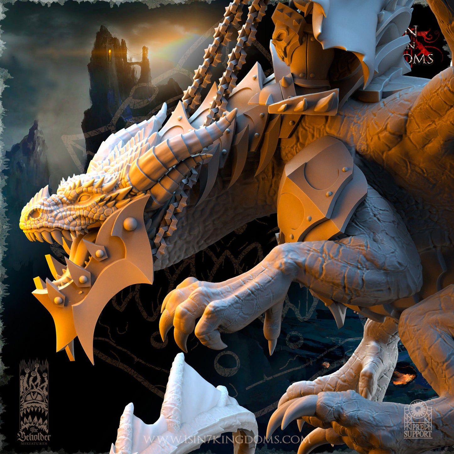 Orc Warlord mounted on Dragon | The Beholder Miniatures | Compatible with D&D/AoS | Fantasy | Tabletop RPG