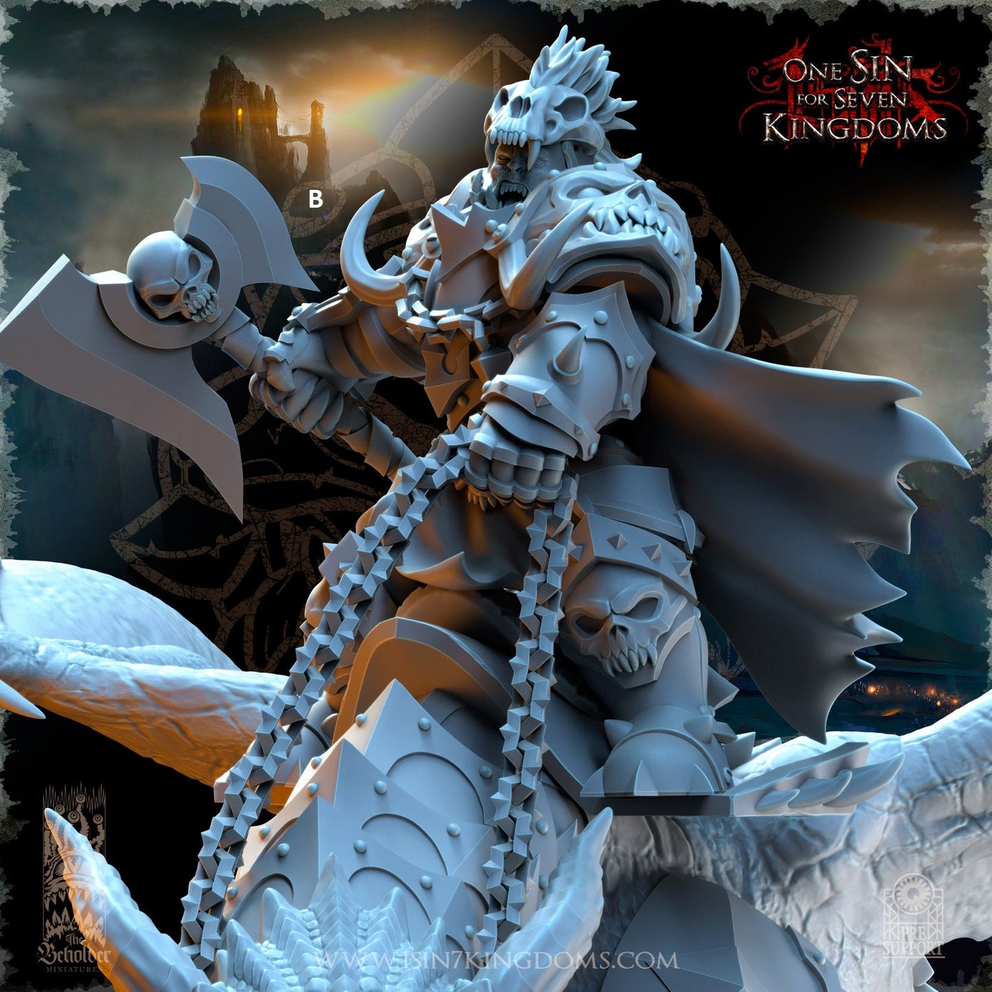 Orc Warlord mounted on Dragon | The Beholder Miniatures | Compatible with D&D/AoS | Fantasy | Tabletop RPG
