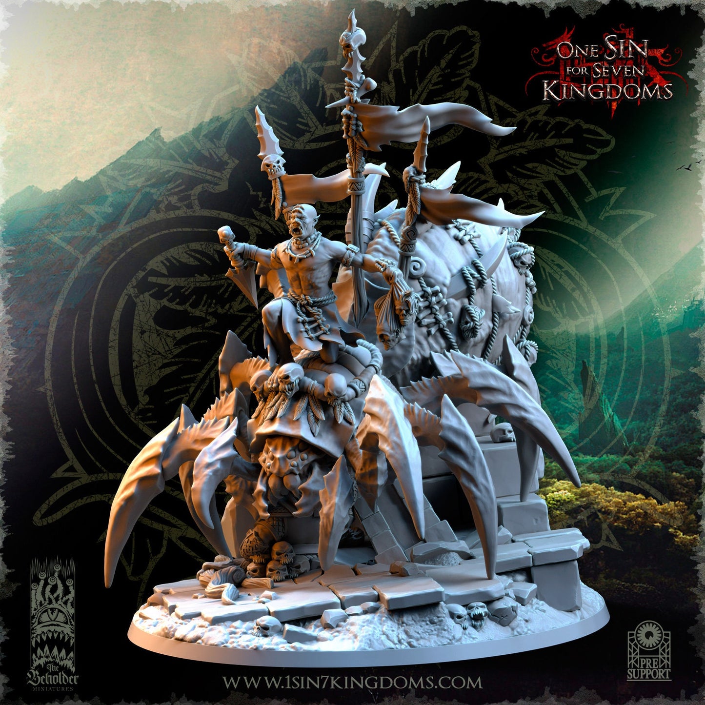 Savage Orc Shaman on Spider | The Beholder Miniatures | Compatible with D&D/AoS | Fantasy | Tabletop RPG