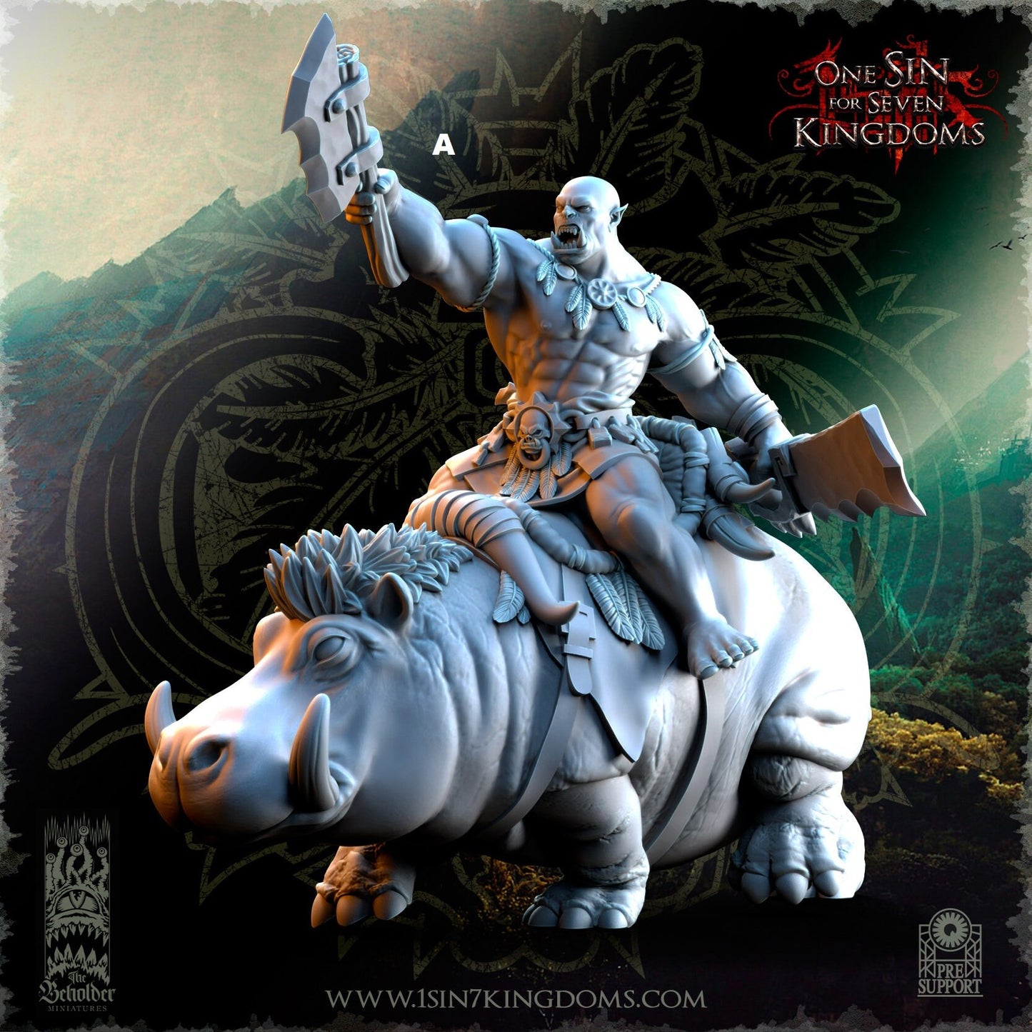 Mounted Savage Orc Dual Cleaver | The Beholder Miniatures | Compatible with D&D/AoS | Fantasy | Tabletop RPG