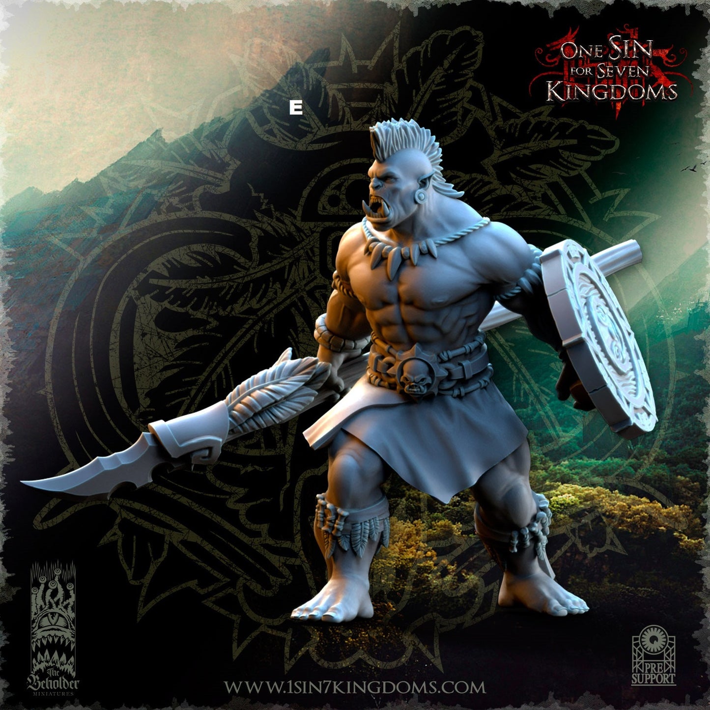 Savage Orc Spear and Shield | The Beholder Miniatures | Compatible with D&D/AoS | Fantasy | Tabletop RPG