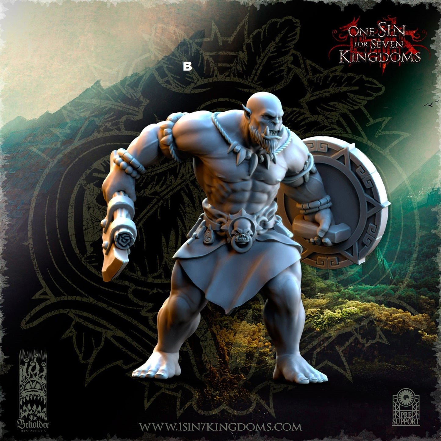 Savage Orc Cleaver and Shield | The Beholder Miniatures | Compatible with D&D/AoS | Fantasy | Tabletop RPG