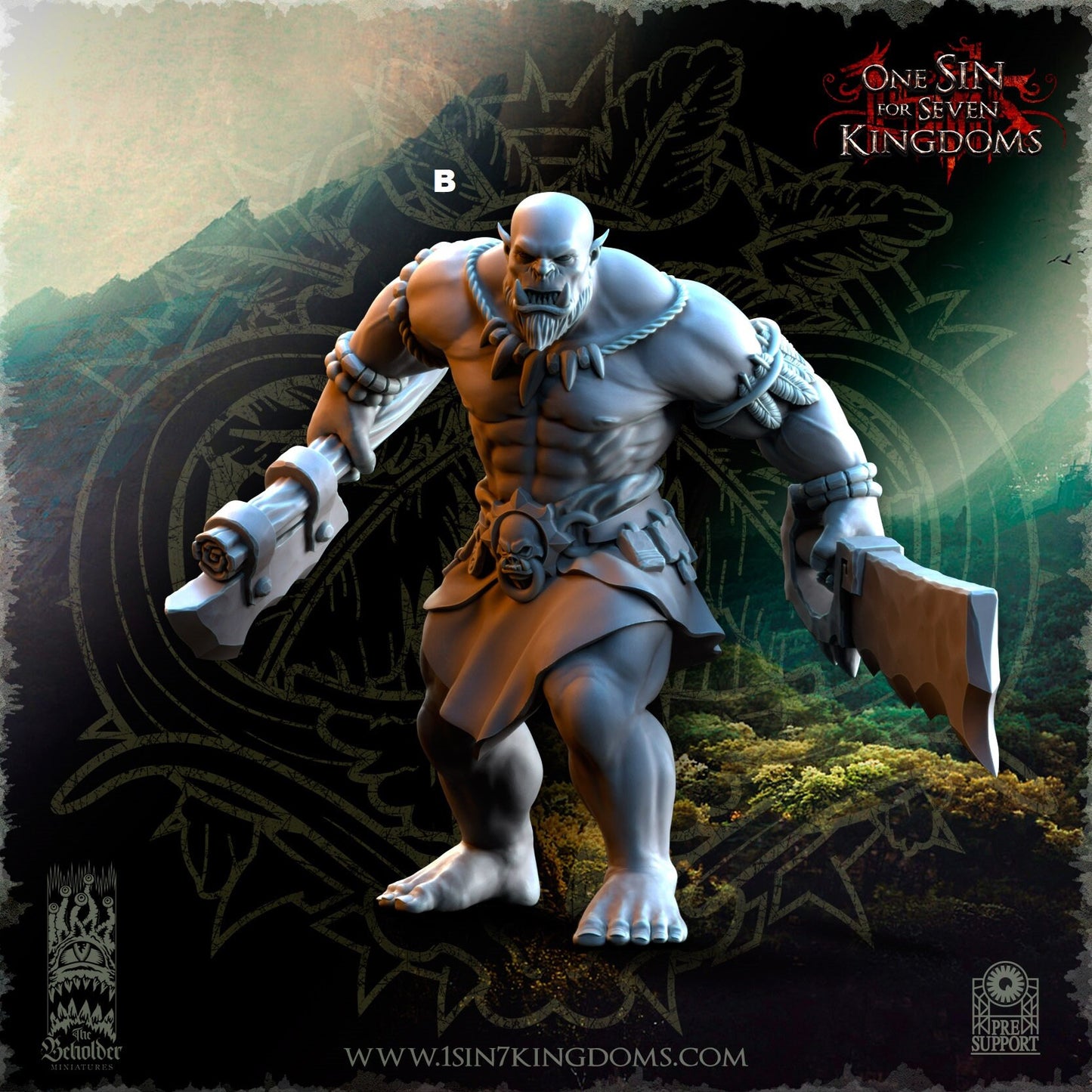 Savage Orc Dual Cleaver | The Beholder Miniatures | Compatible with D&D/AoS | Fantasy | Tabletop RPG
