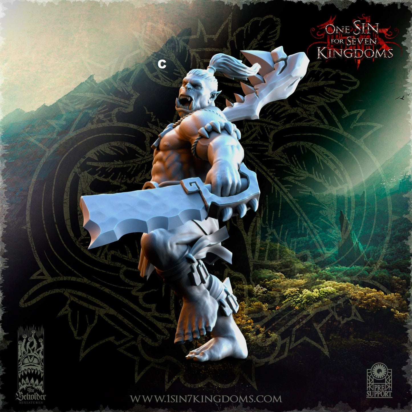 Savage Orc Dual Cleaver | The Beholder Miniatures | Compatible with D&D/AoS | Fantasy | Tabletop RPG