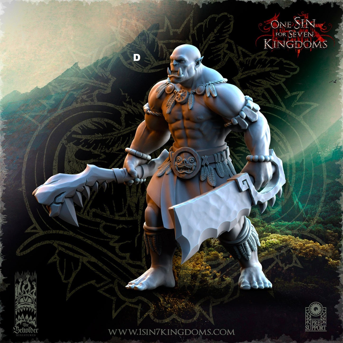 Savage Orc Dual Cleaver | The Beholder Miniatures | Compatible with D&D/AoS | Fantasy | Tabletop RPG