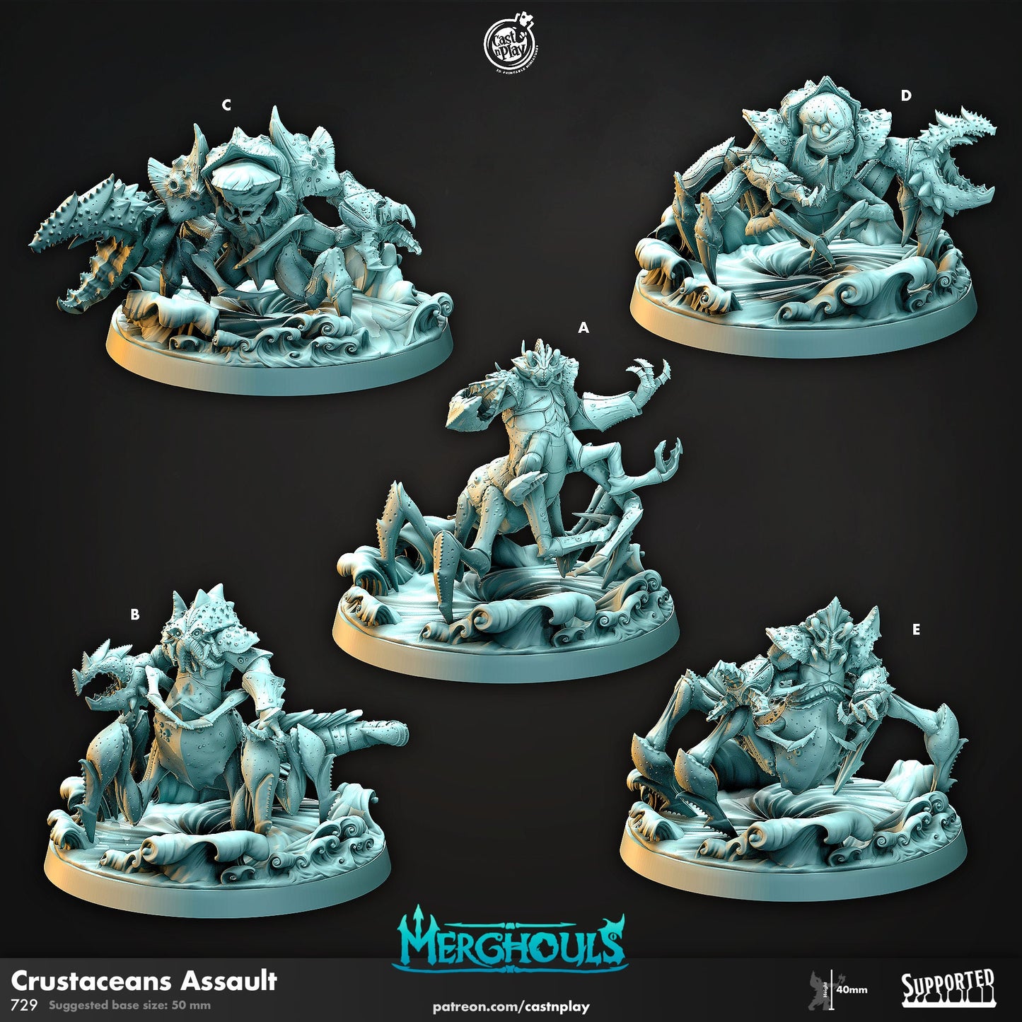 Merghoul Crustaceans Assault | CastnPlay | Compatible with D&D/AoS | Fantasy | Tabletop RPG