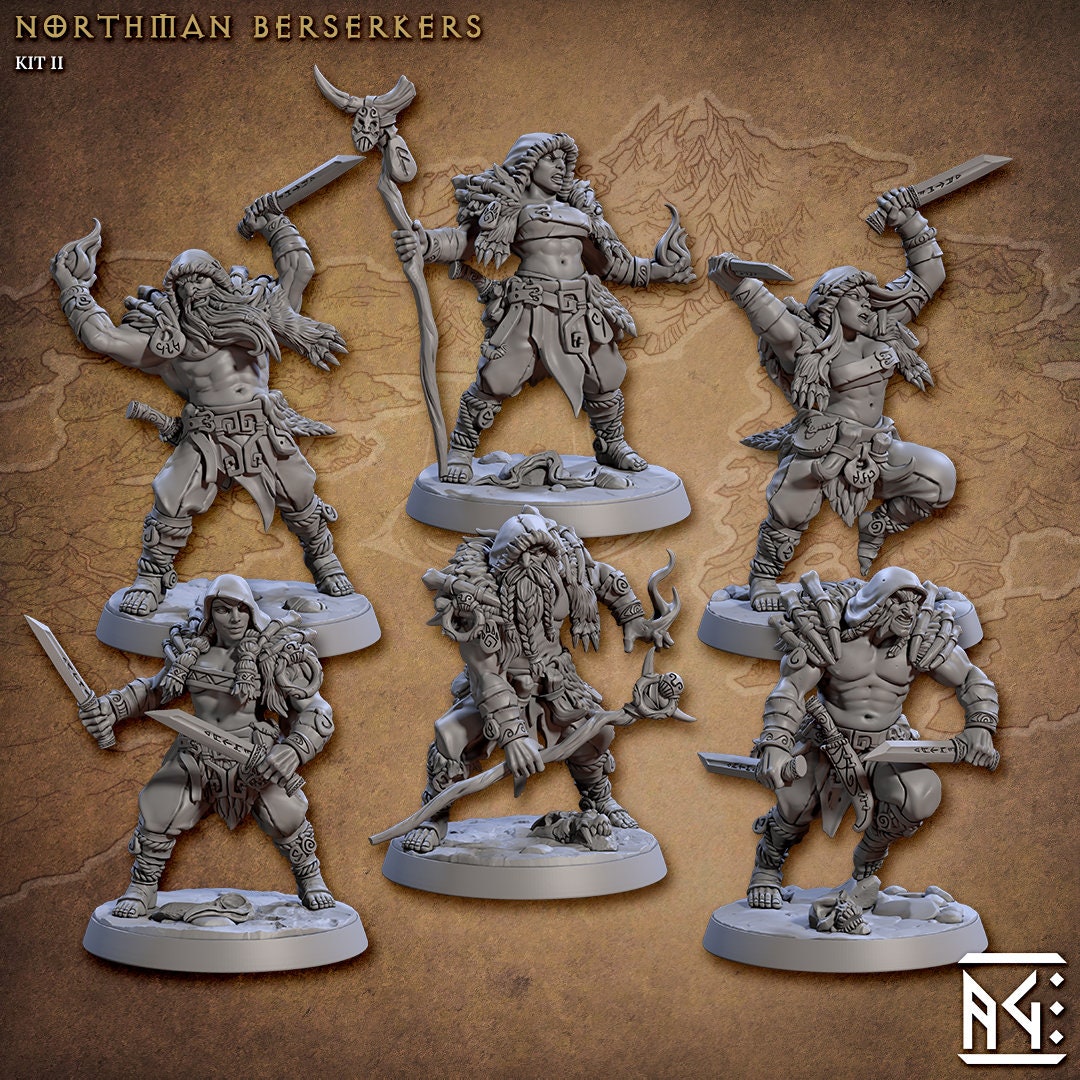 NorthMen Berserkers | Artisan Guild Miniatures | Compatible with D&D/AoS | Fantasy | Tabletop RPG