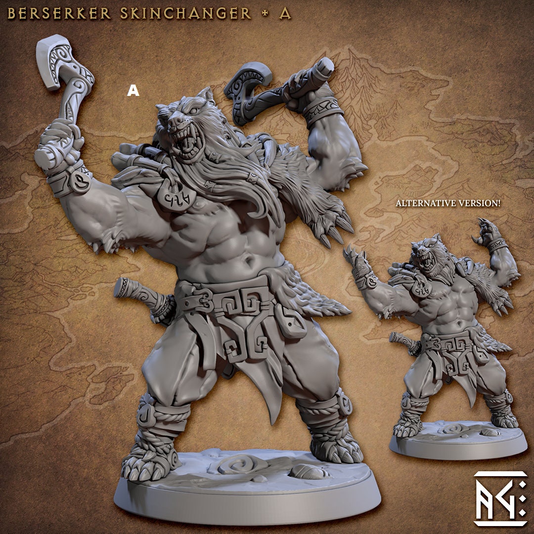 NorthMen Berserker Skinchanger | Artisan Guild Miniatures | Compatible with D&D/AoS | Fantasy | Tabletop RPG